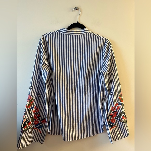 Tanya Taylor
Klara Embroidered Menswear Stripe Top, Blue/White - Picture 9 of 13